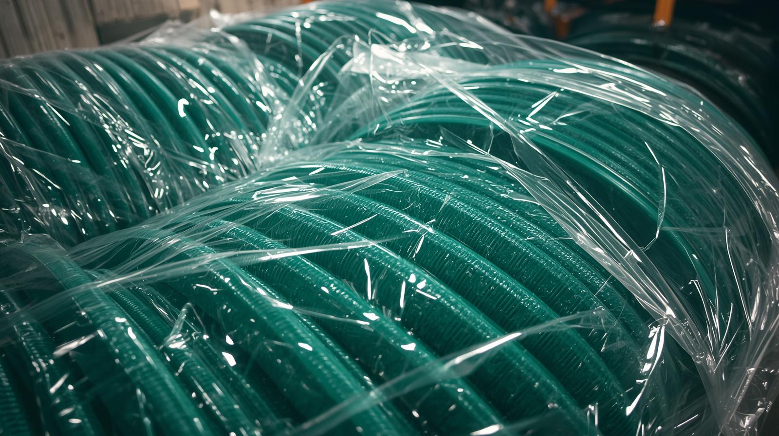 Embalatge mangueres de rec grans amb plàstic (1) irrigation hose packaging solutions